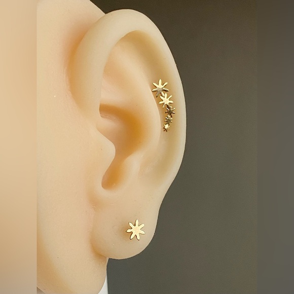 10k Solid Gold Earrings / Gold Piercing Stud Earrings / Waterproof Earrings - Picture 12 of 14